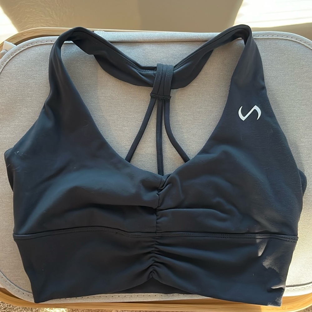 S TLF Contour Halter Sports Bra - Charcoal Gray